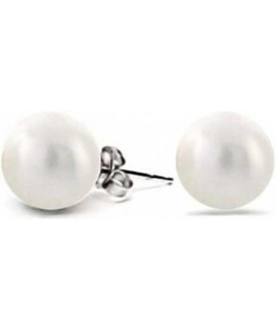 Fashion Bridal Simple Simulated Classic Black Grey White Pink Pearl Stud Ball Earrings For Women Teen .925 Sterling Silver 8,...