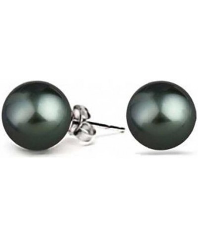 Fashion Bridal Simple Simulated Classic Black Grey White Pink Pearl Stud Ball Earrings For Women Teen .925 Sterling Silver 8,...