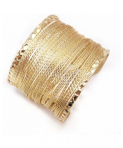 Adjustable Open Wide Wire Bracelets Cuff Bangle Irregular Grooved Gold Wrist Hammered Chunky Wrap Bracelet for Women Statemen...