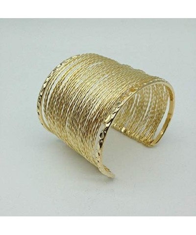 Adjustable Open Wide Wire Bracelets Cuff Bangle Irregular Grooved Gold Wrist Hammered Chunky Wrap Bracelet for Women Statemen...