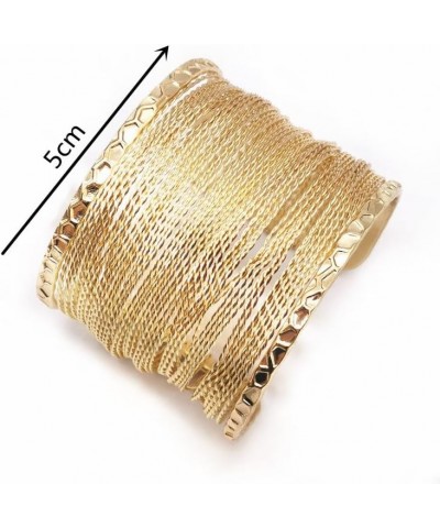 Adjustable Open Wide Wire Bracelets Cuff Bangle Irregular Grooved Gold Wrist Hammered Chunky Wrap Bracelet for Women Statemen...