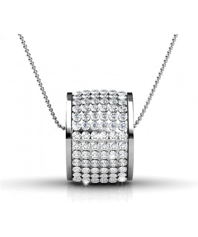 Anabelle 18k White Gold Plated Necklace for Women | Silver Pendant Necklace with Simulated Diamond Crystals, Pave Cluster Cry...