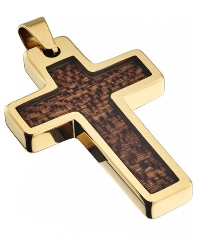 Personalized Tungsten Cross Gold Plated, Black Plated or Polished with Inlay of Opal, Hawaiian Koa Wood or Black Carbon Fiber...