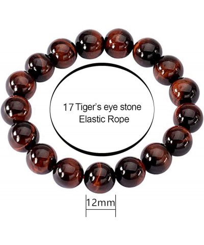 Original Natural Tigereye Gemstone Smooth Round Beads Stretch Bracelet Unisex(multiple pieces) yellow/red 12mm $16.34 Bracelets