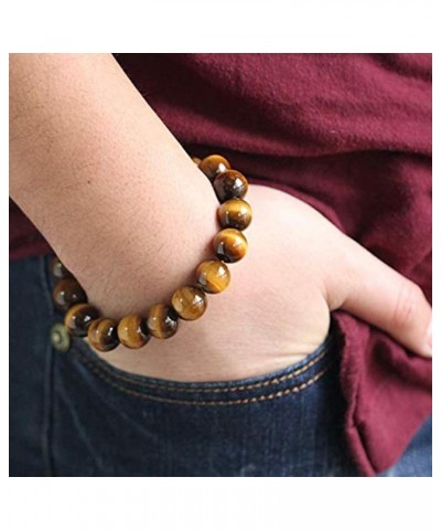 Original Natural Tigereye Gemstone Smooth Round Beads Stretch Bracelet Unisex(multiple pieces) yellow/red 12mm $16.34 Bracelets