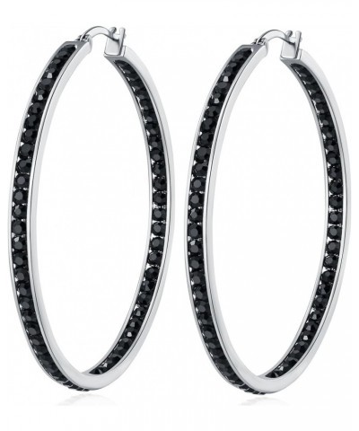 2 Inch Large Hoop Earrings for Women Girls Stainless Steel Hypoallergenic Big Hoop Earrings Cubic Zircon Hoops Rhinestone Ins...