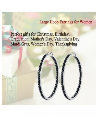 2 Inch Large Hoop Earrings for Women Girls Stainless Steel Hypoallergenic Big Hoop Earrings Cubic Zircon Hoops Rhinestone Ins...