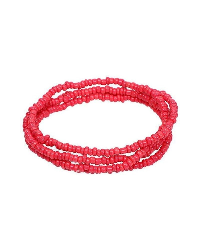 Bohemian Bracelet Set Simple Multi-layer Hand-beaded Colorful Beads Bracelets Women Girls Handmade Stretchy Jewelry Red1 $4.8...