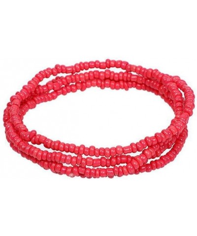 Bohemian Bracelet Set Simple Multi-layer Hand-beaded Colorful Beads Bracelets Women Girls Handmade Stretchy Jewelry Red1 $4.8...