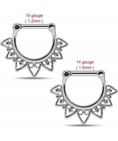 Celestial Filigree 316L Surgical Steel Septum Clicker Ring - Nose Septum Ring 1.6 Millimeters $8.66 Body Jewelry