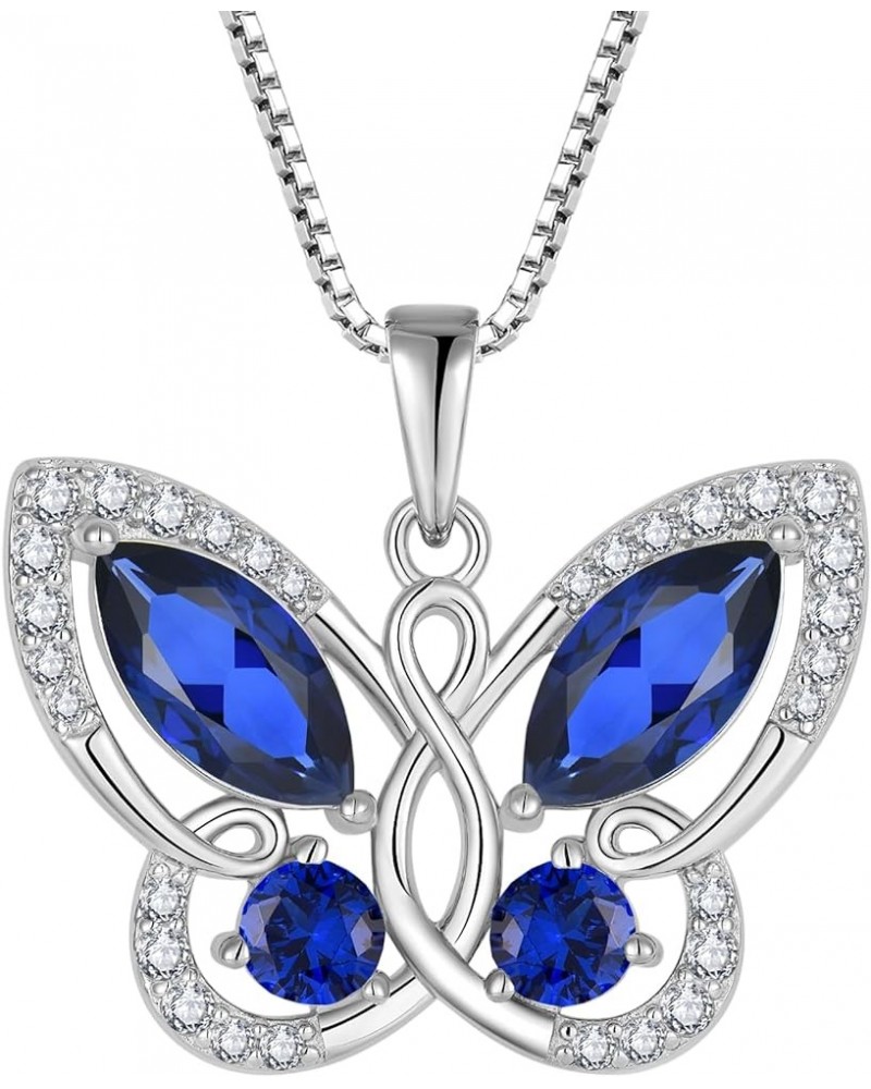 Butterfly Pendant Necklace for Women 925 Sterling Silver Birthstone Butterfly Jewelry Gifts 09-Sapphire-Sept $32.50 Necklaces