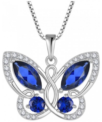 Butterfly Pendant Necklace for Women 925 Sterling Silver Birthstone Butterfly Jewelry Gifts 09-Sapphire-Sept $32.50 Necklaces