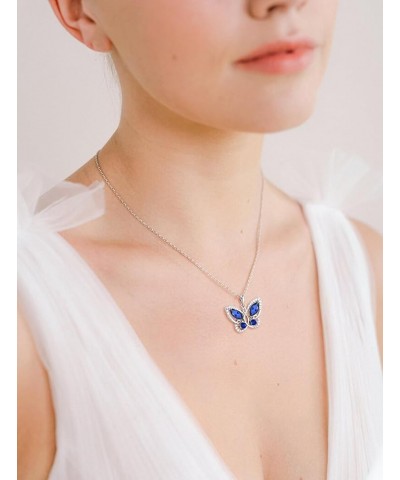 Butterfly Pendant Necklace for Women 925 Sterling Silver Birthstone Butterfly Jewelry Gifts 09-Sapphire-Sept $32.50 Necklaces