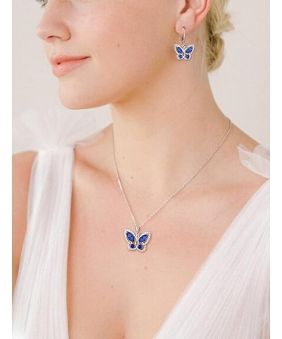 Butterfly Pendant Necklace for Women 925 Sterling Silver Birthstone Butterfly Jewelry Gifts 09-Sapphire-Sept $32.50 Necklaces