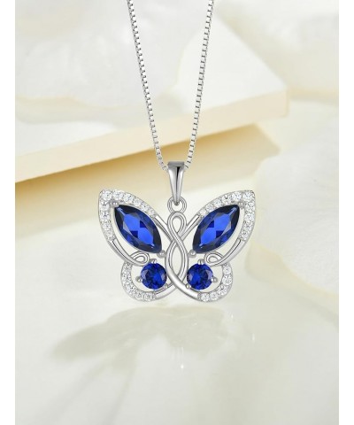 Butterfly Pendant Necklace for Women 925 Sterling Silver Birthstone Butterfly Jewelry Gifts 09-Sapphire-Sept $32.50 Necklaces