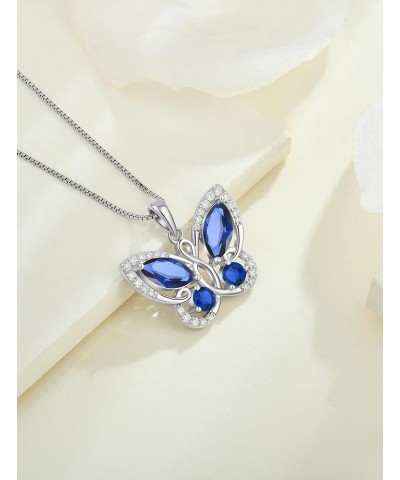 Butterfly Pendant Necklace for Women 925 Sterling Silver Birthstone Butterfly Jewelry Gifts 09-Sapphire-Sept $32.50 Necklaces