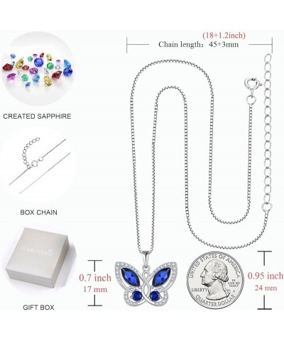 Butterfly Pendant Necklace for Women 925 Sterling Silver Birthstone Butterfly Jewelry Gifts 09-Sapphire-Sept $32.50 Necklaces