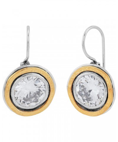 'Shimmer Duo' Sterling Silver with 14K Yellow Gold Plating Cubic Zirconia Drop Earrings $34.65 Earrings