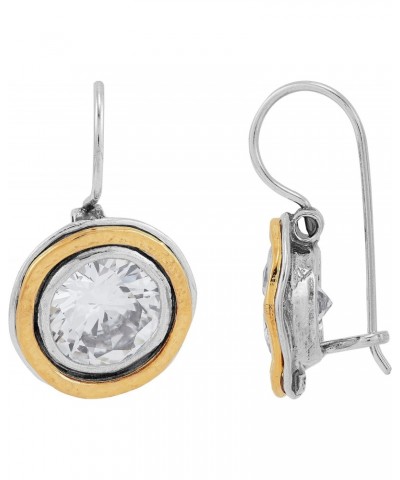 'Shimmer Duo' Sterling Silver with 14K Yellow Gold Plating Cubic Zirconia Drop Earrings $34.65 Earrings