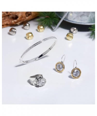 'Shimmer Duo' Sterling Silver with 14K Yellow Gold Plating Cubic Zirconia Drop Earrings $34.65 Earrings