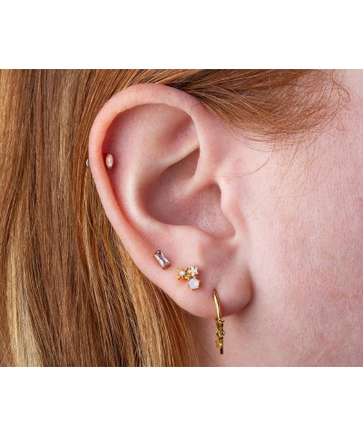 18GA 316L Stainless Steel CZ Crystal Starbust Stone Top Barbell Stud Silver Tone $10.97 Body Jewelry