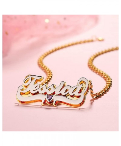 Name Necklace Personalized Name Plate Necklaces Custom Name Necklace for Women Double Plated Name Necklace Gold Name Plate Ne...