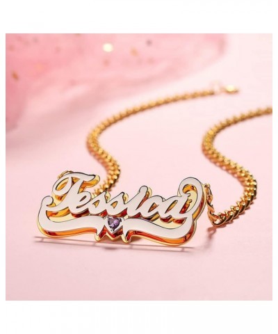 Name Necklace Personalized Name Plate Necklaces Custom Name Necklace for Women Double Plated Name Necklace Gold Name Plate Ne...