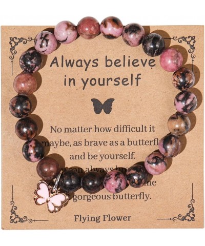 Natural Stone Butterfly Bracelet Always Believe in Yourself Inspirational Adjustable Beads Healing Stone Bracelet Love Gifts ...