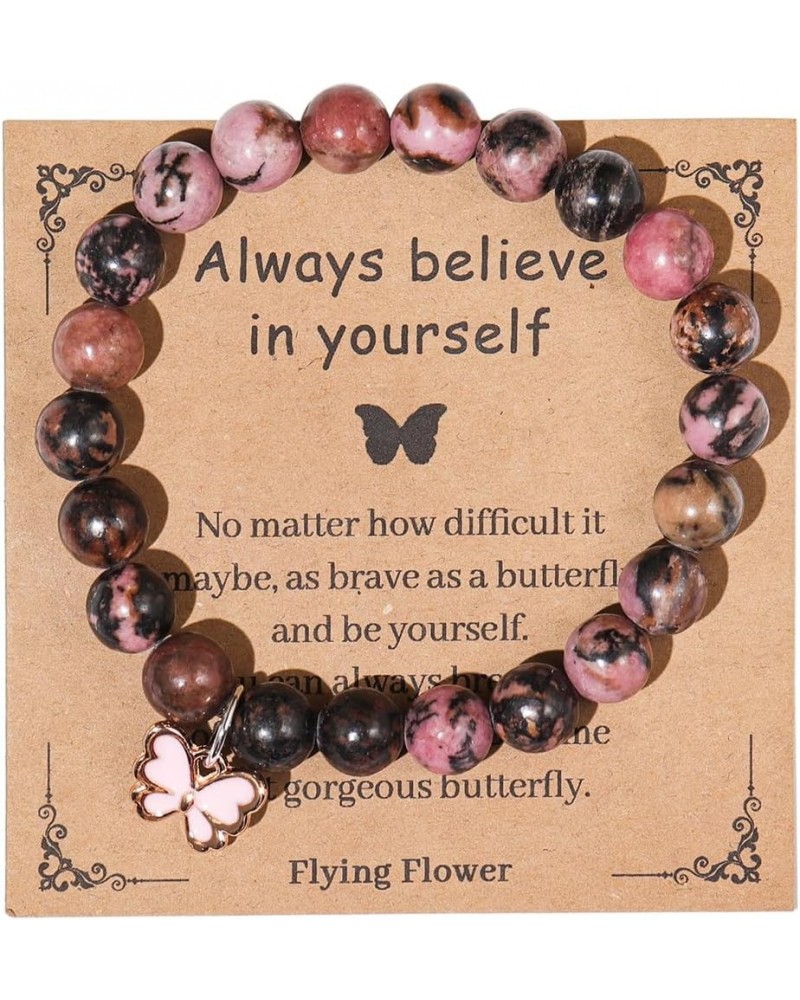 Natural Stone Butterfly Bracelet Always Believe in Yourself Inspirational Adjustable Beads Healing Stone Bracelet Love Gifts ...