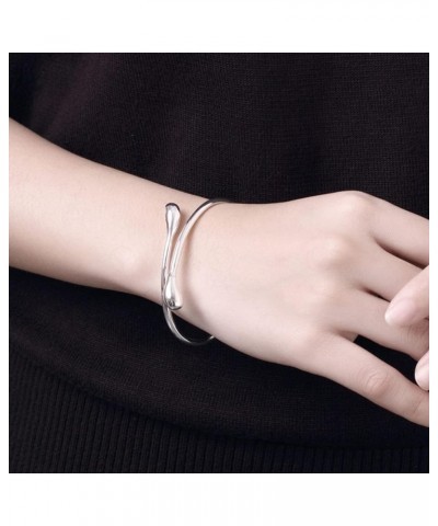 Handmade Bracelet for Women 925 Sterling Silver Open Bangle Bracelet with Gift Box Valentine's Day Gift Pattern 1 Open $11.96...