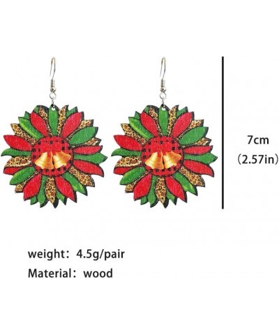 Unique Simple Handmade Wooden Sunflower Daisy Flower Dangle Drop Earrings Bohemian Colour Sunflower Earrings for Women Girls ...