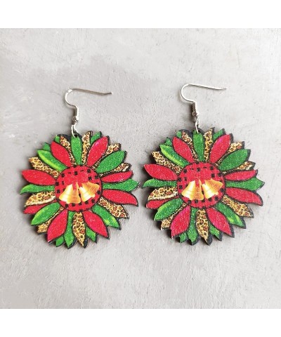 Unique Simple Handmade Wooden Sunflower Daisy Flower Dangle Drop Earrings Bohemian Colour Sunflower Earrings for Women Girls ...