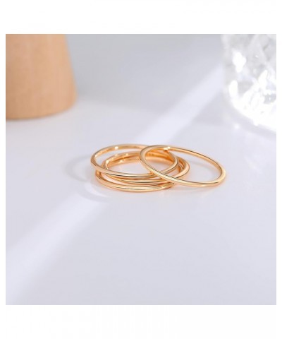 4PCS 14K Gold Plated Stacking Ring 1MM Thin Gold Ring for Women Statement Stackable Plain Ring Thumb Pointer Finger Ring Comf...