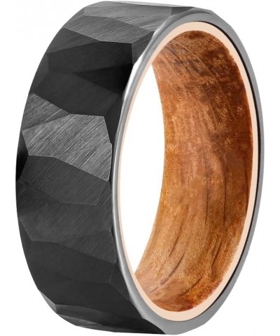 Kovebands Black Hammered Tungsten ring with Whiskey Barrel Inlay, 8MM width, Olive wood ring box included $26.40 Rings