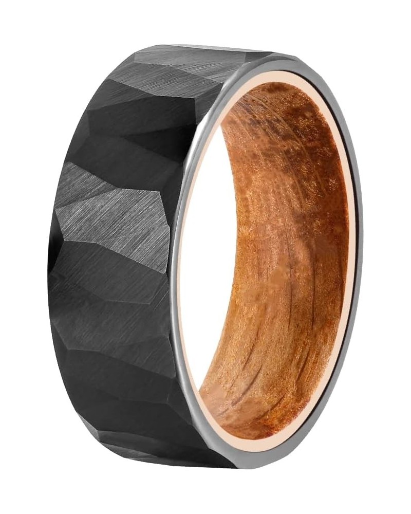 Kovebands Black Hammered Tungsten ring with Whiskey Barrel Inlay, 8MM width, Olive wood ring box included $26.40 Rings