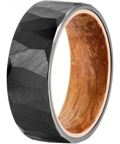 Kovebands Black Hammered Tungsten ring with Whiskey Barrel Inlay, 8MM width, Olive wood ring box included $26.40 Rings