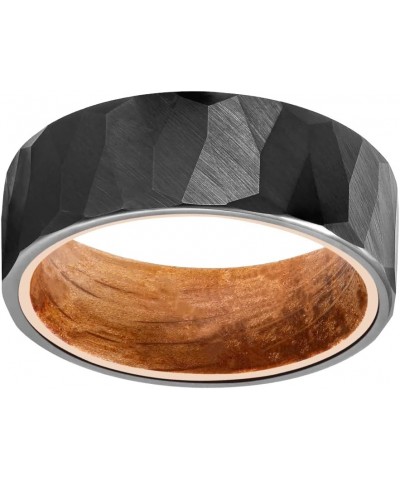 Kovebands Black Hammered Tungsten ring with Whiskey Barrel Inlay, 8MM width, Olive wood ring box included $26.40 Rings