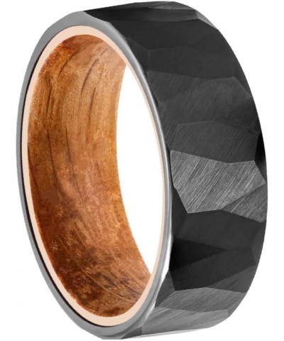 Kovebands Black Hammered Tungsten ring with Whiskey Barrel Inlay, 8MM width, Olive wood ring box included $26.40 Rings