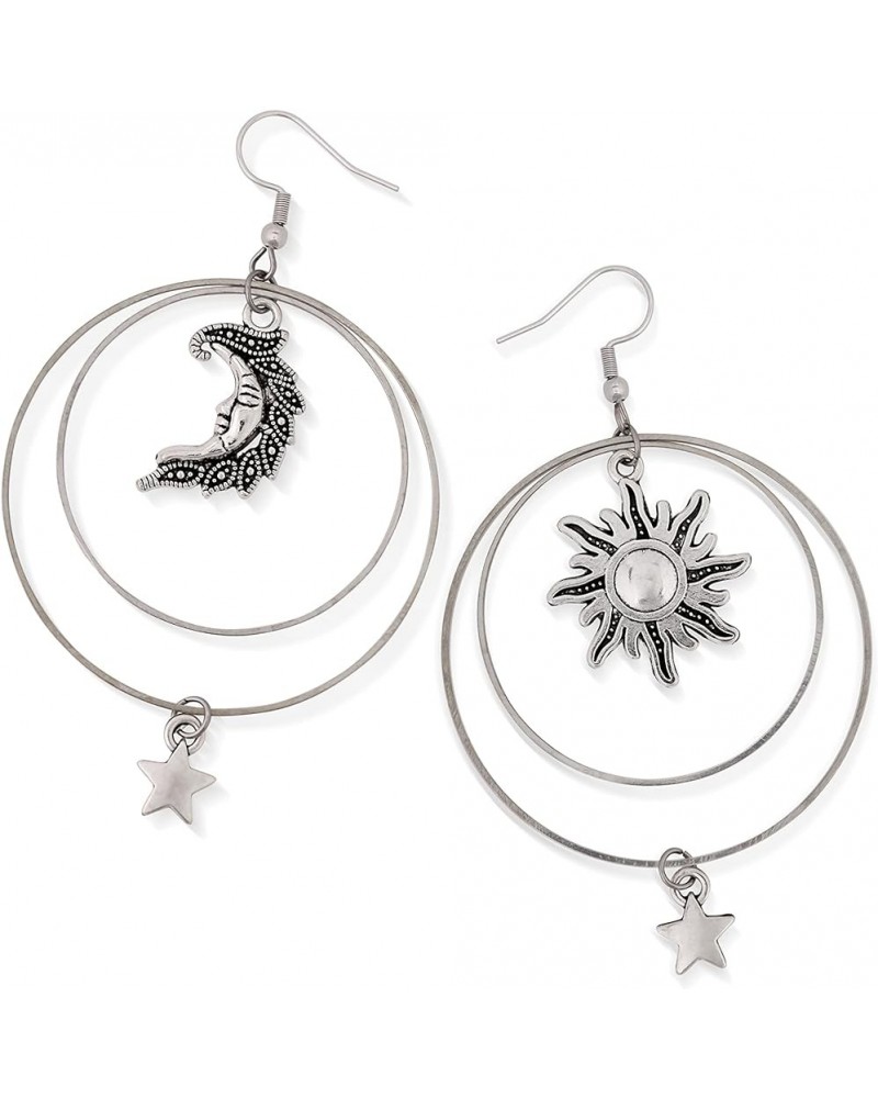 Gothic Sun and Moon Earrings, Moon and Star Earrings, Star Earrings, Moon Earrings for Women, Star Earrings Dangle, Celestial...