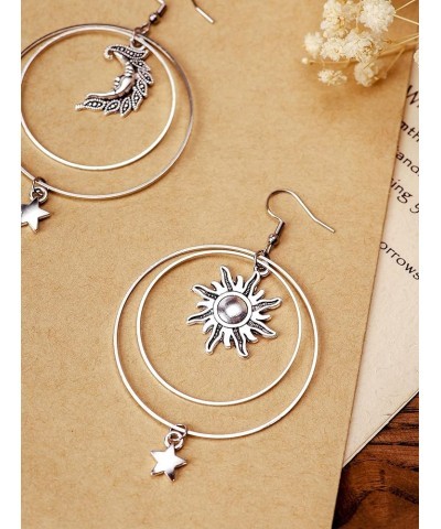 Gothic Sun and Moon Earrings, Moon and Star Earrings, Star Earrings, Moon Earrings for Women, Star Earrings Dangle, Celestial...