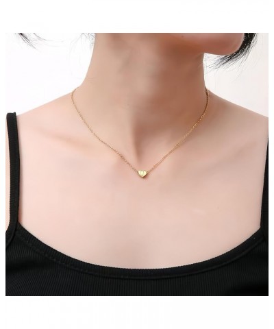 Tiny Gold Initial Heart Necklace-14K Gold Plated Handmade Dainty Gift for Women Girl Necklace Jewelry M-13.8+2" 13.8+2 $8.54 ...