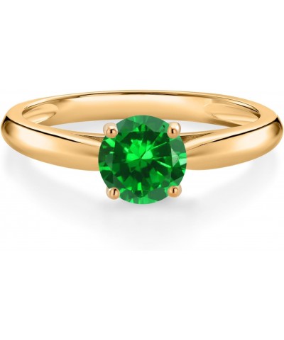 1.00 Ct Round Green Created Emerald 10K Yellow Gold Solitaire Engagement Ring $83.20 Rings