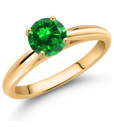 1.00 Ct Round Green Created Emerald 10K Yellow Gold Solitaire Engagement Ring $83.20 Rings