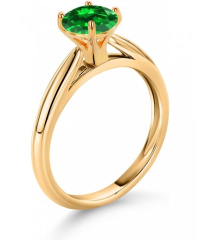 1.00 Ct Round Green Created Emerald 10K Yellow Gold Solitaire Engagement Ring $83.20 Rings