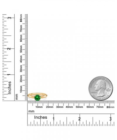 1.00 Ct Round Green Created Emerald 10K Yellow Gold Solitaire Engagement Ring $83.20 Rings