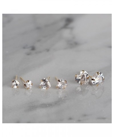 14k real solid Yellow Gold white cz Stud chunky Earrings for women Cubic Zirconia with 14k gold silicone earring flat backs 3...