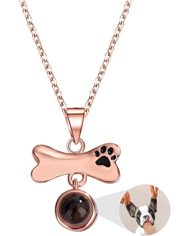 Personalized Dog Paw Bone Necklaces, Custom 925 Stering Silver Photo Projection Necklace with 100 Languages I Love You| with ...