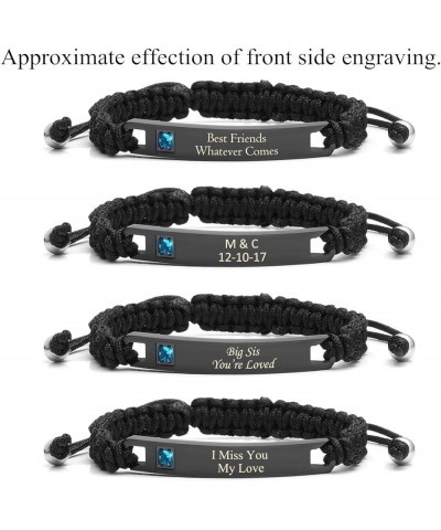 Free Engraving Custom His and Hers Handmade Rope Braided Nameplate ID Matching Couples Bracelets for Christmas Valentine's Da...