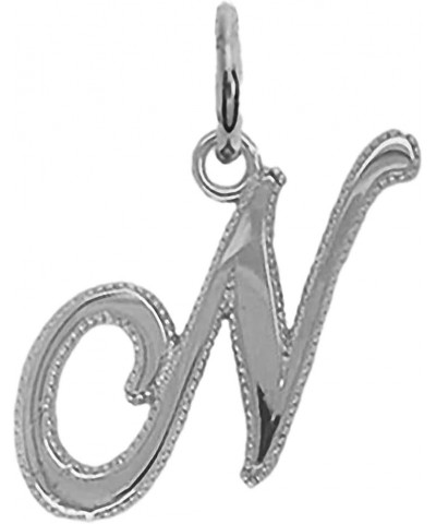 Solid Sterling Silver Personalized Initial Letter Pendant, Cursive-Style A-Z Initial Pendant For Women And Men, Letter Pendan...