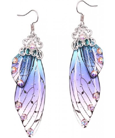 Colorful Long Thick Acrylic Insect Butterfly Wing Earrings Lightweight Cicada Dragonfly Wing Dangle Earrings for Women Girls ...